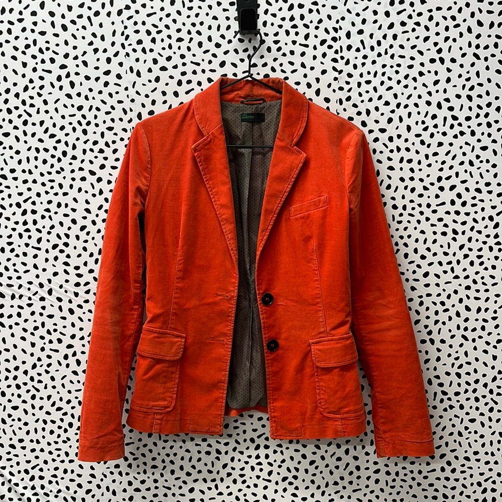 Style Benetton Orange Velvet Blazer